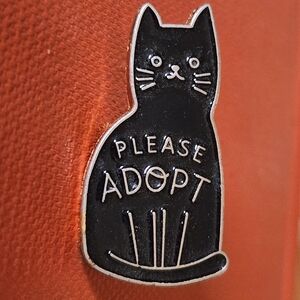 Please Adopt Black Cat Enamel Pin